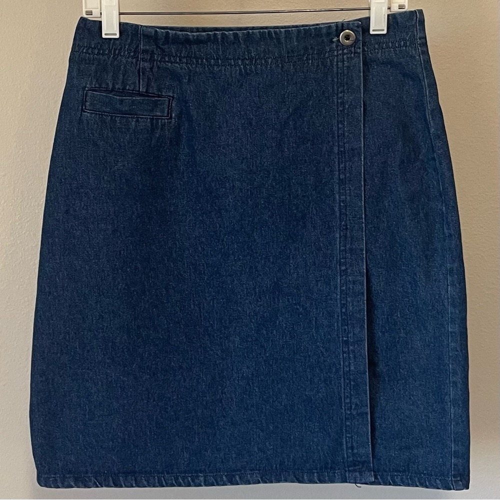Vintage Stampede Jean Skirt - Wrap Style & Midi - Size 12